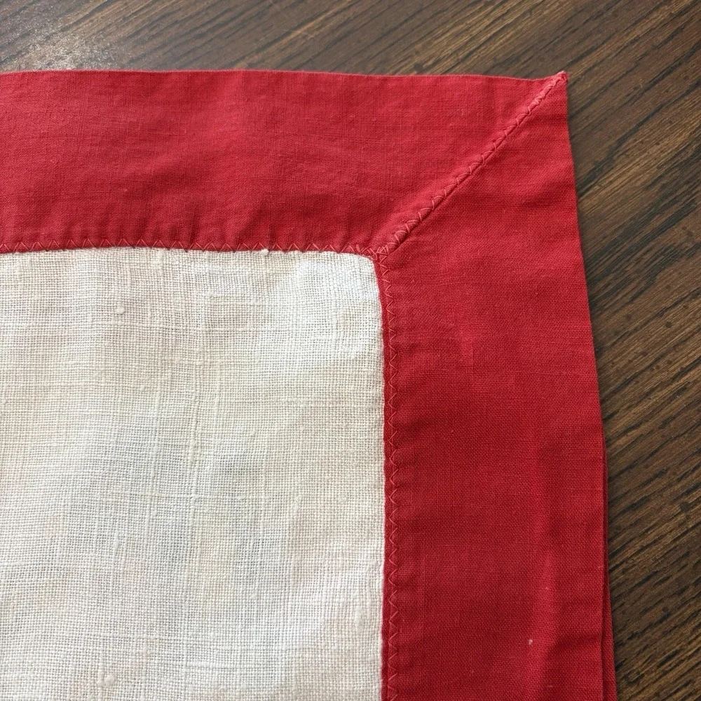 Vintage Mexicana Embroidered Linen Topper Napkin Set Guests Cactus Decor